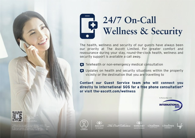 ASCOTT IS WORLD’S FIRST HOSPITALITY COMPANY TO OFFER GLOBAL TELEHEALTH, TELECOUNSELLING AND TRAVEL SECURITY ADVISORY TO GUESTS