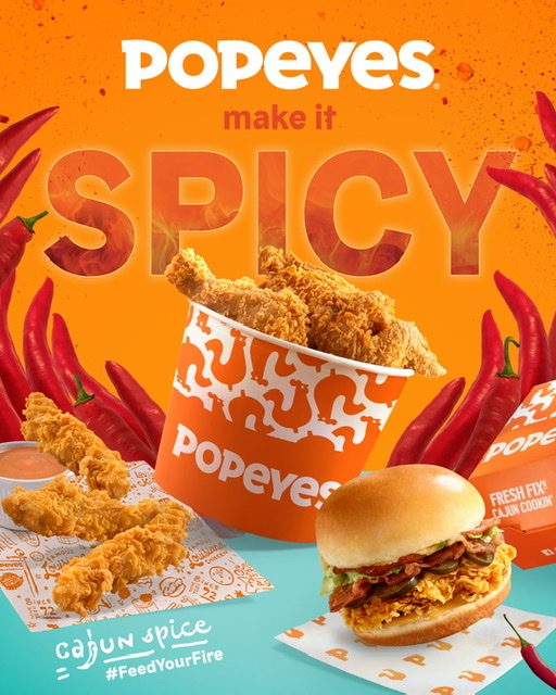Popeyes’ Cajun Spice Menu for spicy chicken lovers