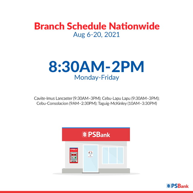 PSBank implements shortened banking hours nationwide amid stricter quarantine restrictions