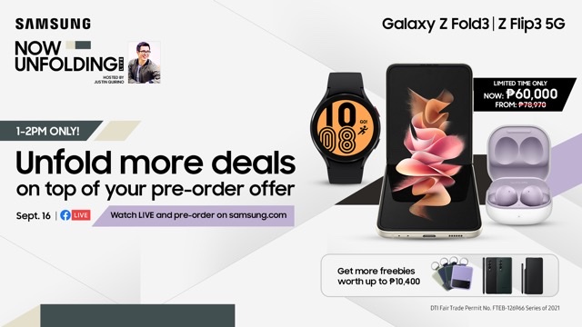 #TeamGalaxy Justin Quirino and Patricia Prieto to unfold exclusive deals on top of the Galaxy Z Fold3 5G and Galaxy Z Flip3 5G pre-order offer!