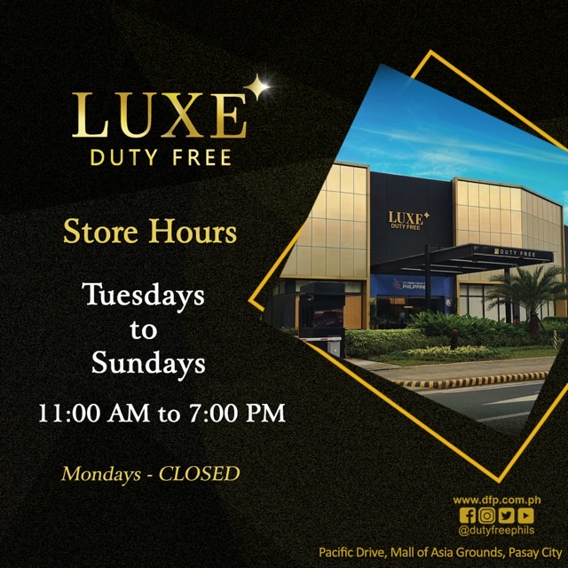 DUTY FREE PHILIPPINES’ DOWNTOWN FIESTAMALL AND LUXE STORES NOW OPEN 6 DAYS A WEEK