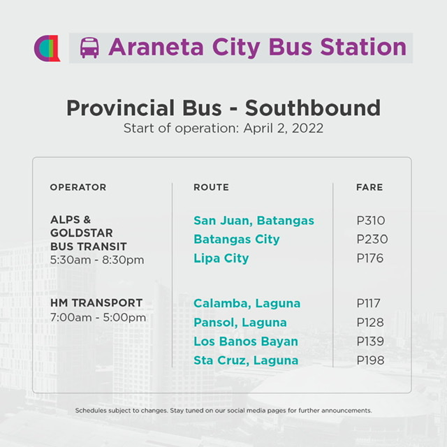 Araneta City opens Laguna, Batangas routes in time for Lenten season