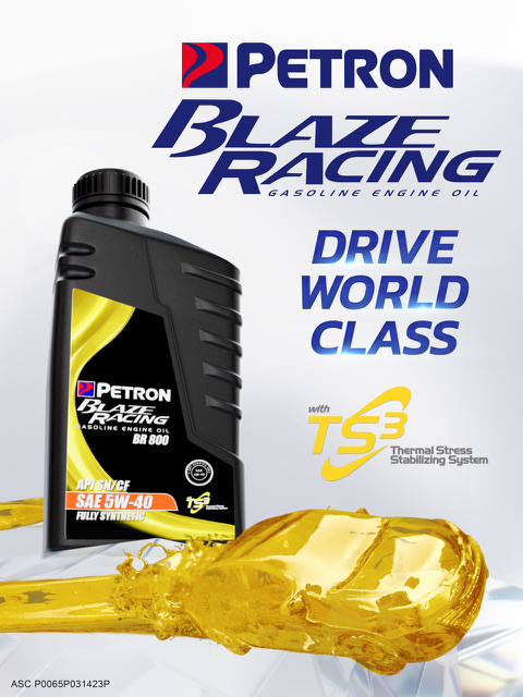 Drive world class with Petron Blaze Racing engine oil, fortified with TS3 Formula