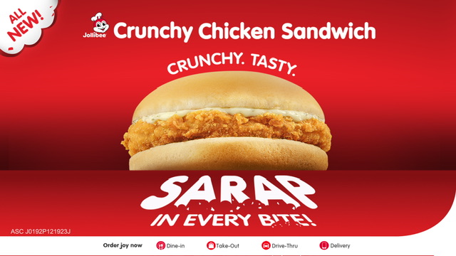 Experience sarap in every bite with Jollibee’s All-New Crunchy Chicken Sandwich!