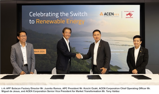 Ajinomoto Philippines Corporation’s Bulacan Factory running on 100% Renewable Energy 