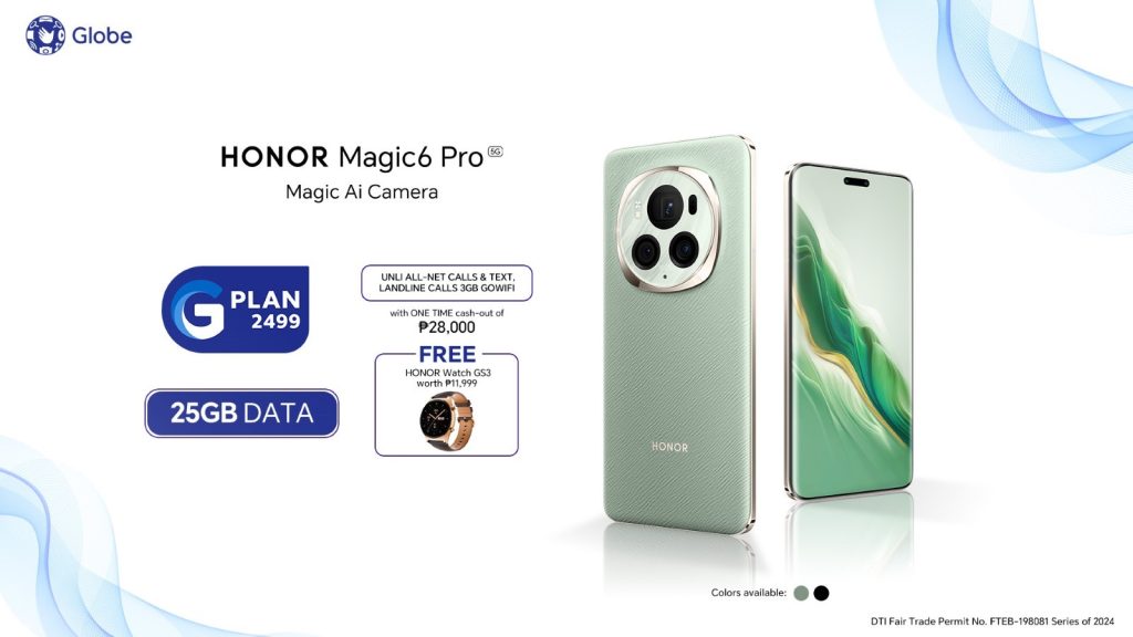 HONOR Magic6 Pro is now available via Globe Postpaid Plans for as low as Php 2,499 monthly!