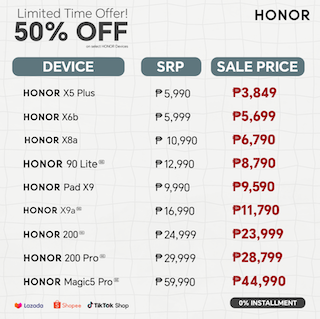 HONOR PayDay Deals: Up to 50% off gadgets and 0% interest on installment