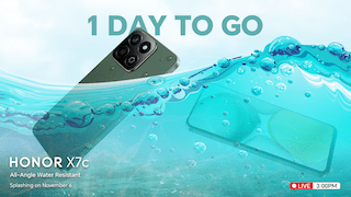1 Day to Go! Get ready to make waves with the New All-Angle Water-Resistant HONOR X7c