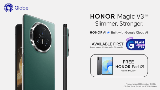 HONOR Magic V3 is Now Available in PH for Php 89,999 via Globe Postpaid Plans with FREE HONOR Pad X9