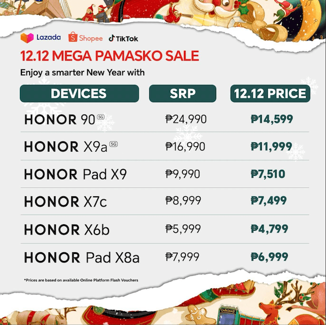 Up to 80% Off HONOR Gadgets, 0% Interest on Installment this 12.12 Mega Pamasko Sale