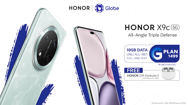 You Can Now Get HONOR X9c 5G via Globe Postpaid Plans with FREE HONOR Gift Earbuds II