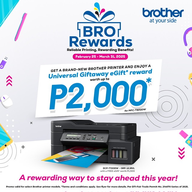 Stay Ahead with BroRewards: Brother Philippines Offers Up to ₱2,000 in E-Gift Rewards for Ink Tank Printer Purchases