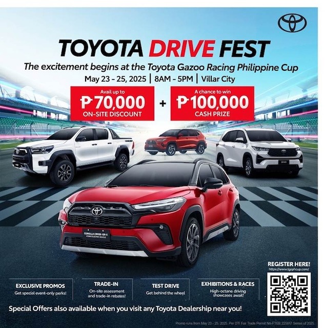 Toyota Motor Philippines offers event-exclusive promos on its vehicles at the TOYOTA GAZOO Racing Philippine Cup this weekend