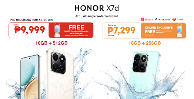 All-New Water-Resistant AI Phone HONOR X7d Now Official for as low as Php 7,299!