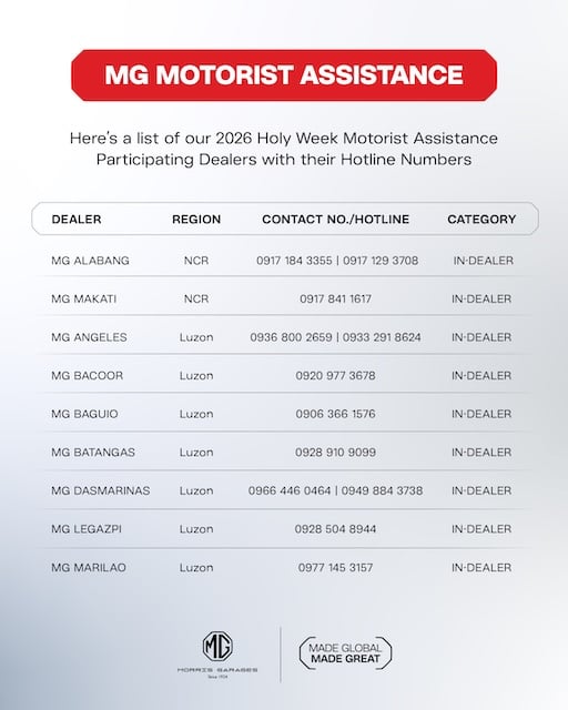 MG Philippines Launches 2026 Holy Week Motorist Assistance Program Ensuring Safe and Worry-Free Travel from April 2 to 5, 2026