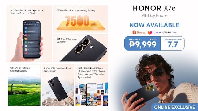 Power More, Worry Less: HONOR X7e Launches on Shopee, Lazada, and TikTok Shop with Up to Php 5,000 OFF This 7.7 Mega Rainy Season Sale