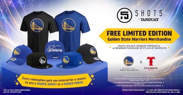 Score Exclusive Golden State Warriors Merch with Tanduay at SHOTS.PH