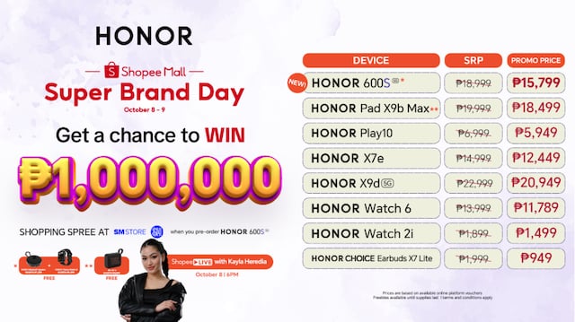 Shop the All-New HONOR 600S 5G and Get a Chance to Win PHP 1M Worth of Shopping Spree!