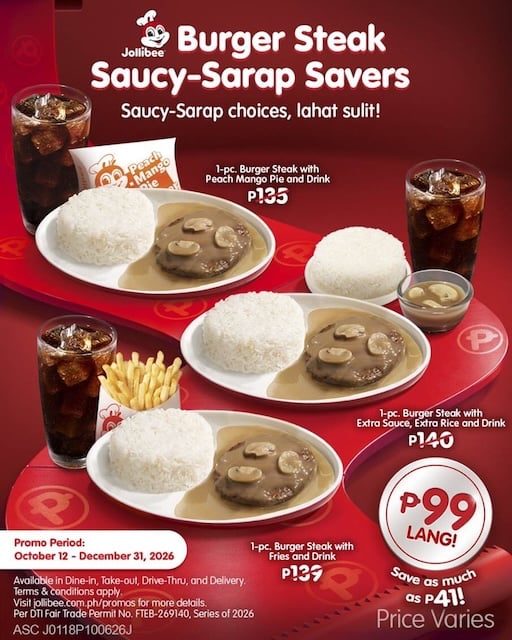 Jollibee introduces Burger Steak meal bundles starting at ₱99